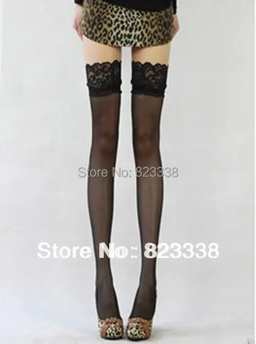Free shipping Sheer Sexy Ultrathin Lace Non-slip Silicone Thigh High Silk Stockings women | Женская одежда