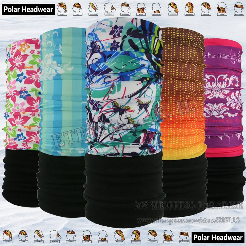 

Women Winter Black Fleece Multifunctional Outdoor Headwear Polar Skiing Neck Warmers Cycling Magic Polartec Bandanas