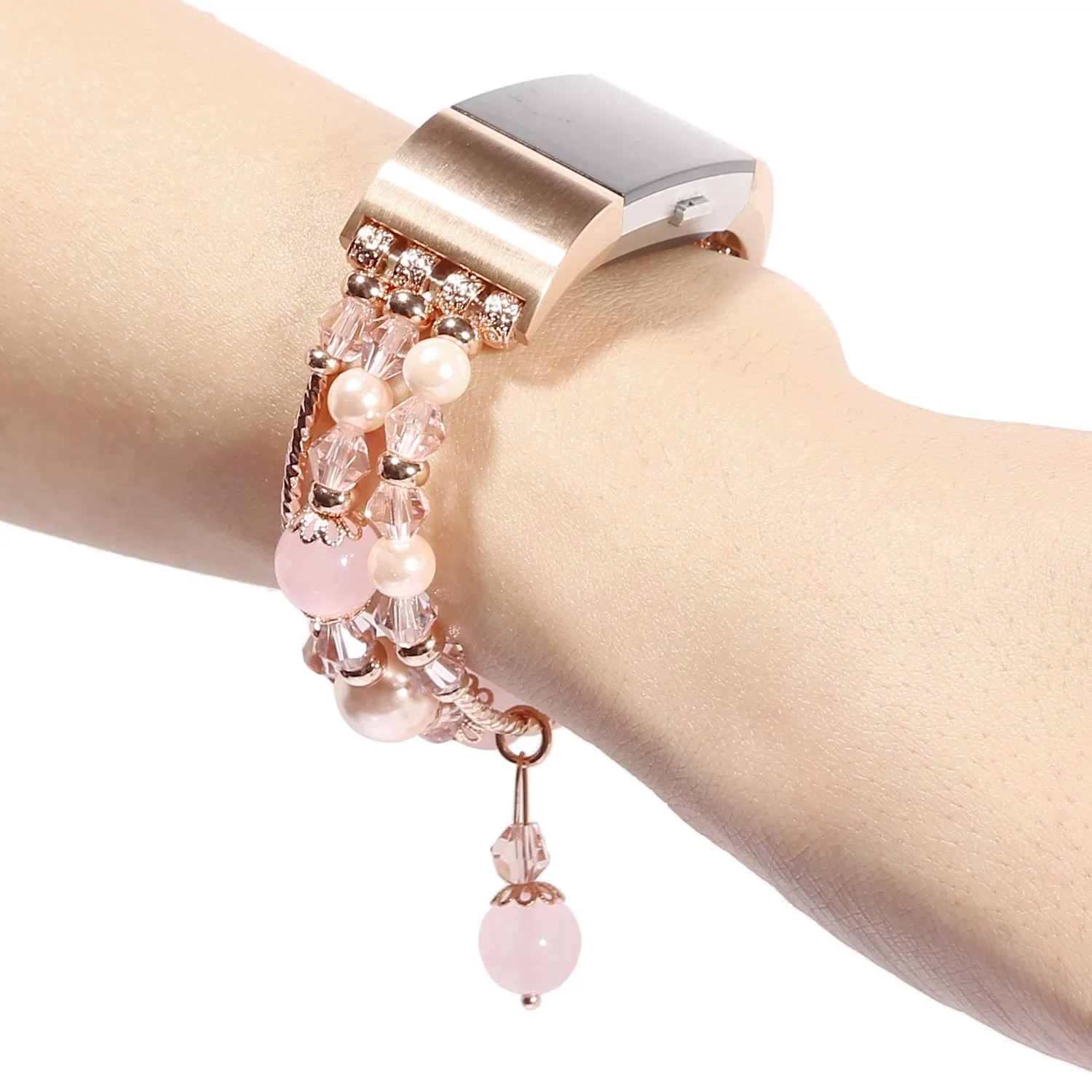 DAHASE белый серый розовый Агат бусы браслет для браслета FitBit Charge 2 женщин жемчуг