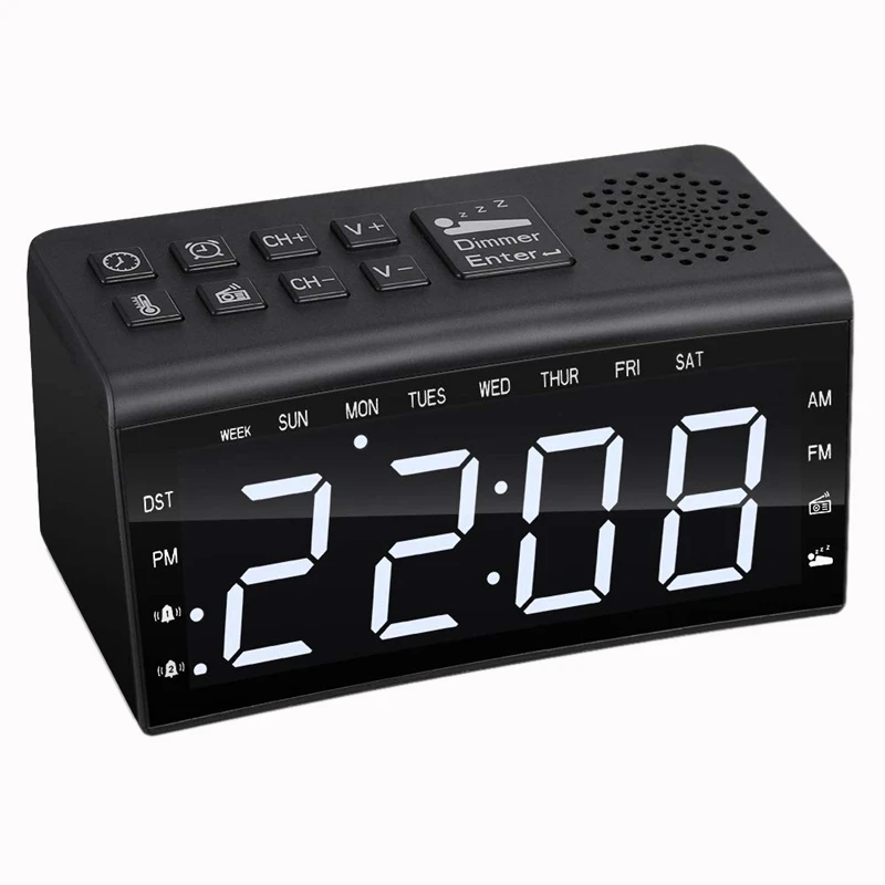 Радио будильник Fm Am радио с 2 будильником и большим экраном регулируемый