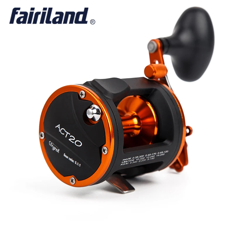 

4BB RIGHT HAND 5.1:1 Fairiland Drum Trolling Reel 12Kg Drag Power Boat Fishing Reel 2 Colors(20 A/B) Avail. Saltwater/Freshwater
