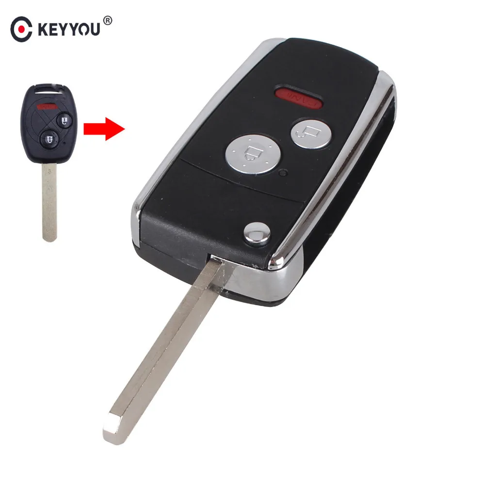 KEYYOU 3/2+ кнопки паники модифицированный Флип складной дистанционный ключ оболочки для HONDA ACCORD CRV CIVIC ODYSSEY Pilot