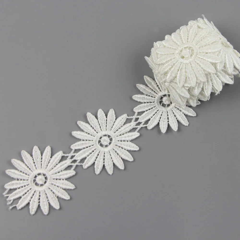 2yds 61 мм белый цветок из ткани Venise Венеция Аппликация с кружевной отделкой шитье
