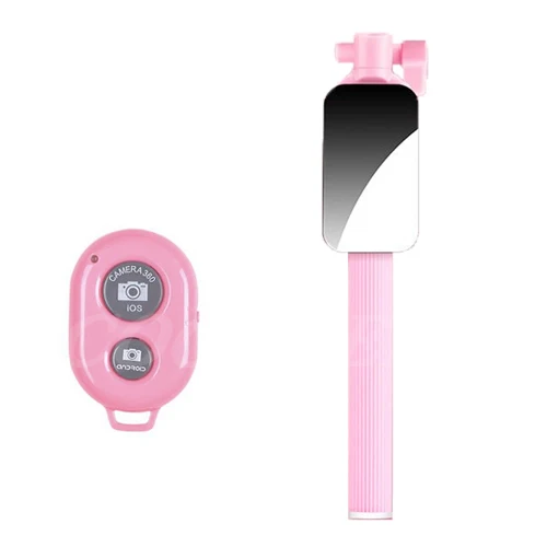 Pink COOLJIER Новейшая Беспроводная дистанционная Bluetooth селфи-Палка с мини-штативом и зеркалом для iPhone samsung huawei Android - Цвет: Pink