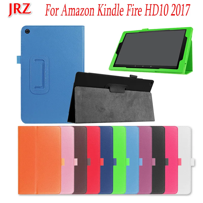 JRZ для Amazon Kindle Fire HD 10 2017 0 ''защитный чехол планшета Lichi PU кожаный двойной