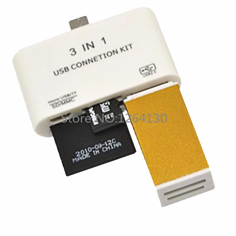 3 в 1 Micro USB OTG кабель micro SD TF U диск картридер хаб для Samsung Galaxy S5 S4 Note3 Бесплатная