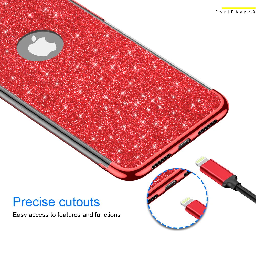 Ascromy для IPhone X Case Блеск искристый Блестящий Для женщин девочек Coque чехол iPhone 7 Plus 8 6