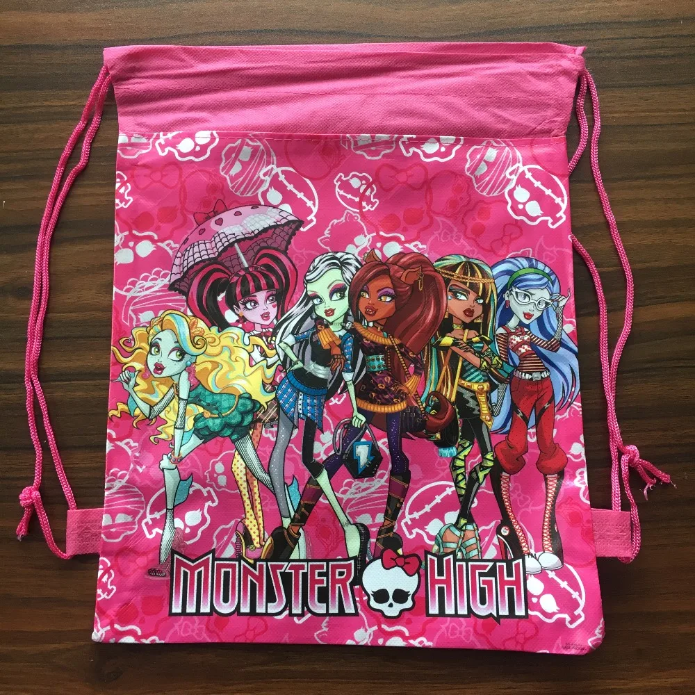 1 шт. 36*25 см monster high тема Нетканая сумка тканевый рюкзак на шнурке, школьный ранец, сумка для покупок