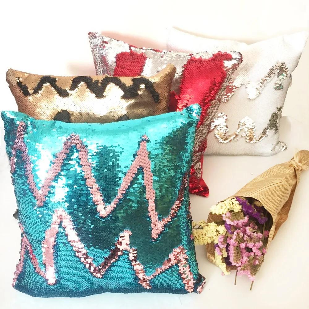 Русалка наволочка Двусторонняя Подушка Чехол coussin украшение cojines kussenhoes almofada decorativa DIY блестки наволочки