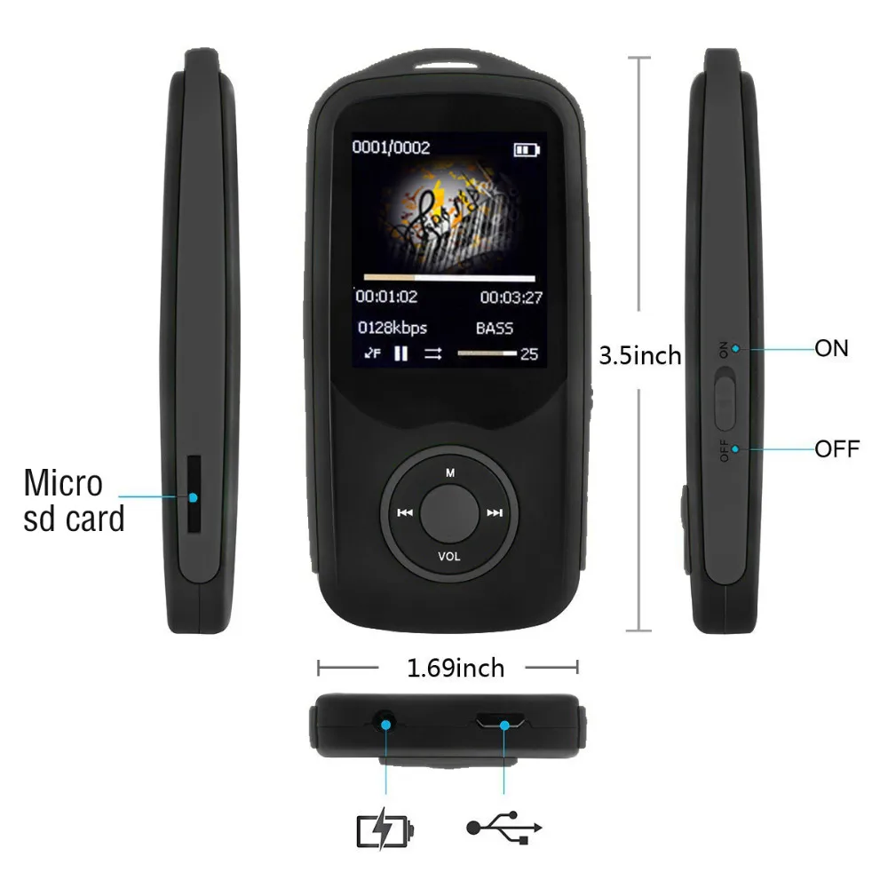 Обновленная версия Bluetooth MP3 музыкальный плеер Hifi без потерь звук с fm радио (легко