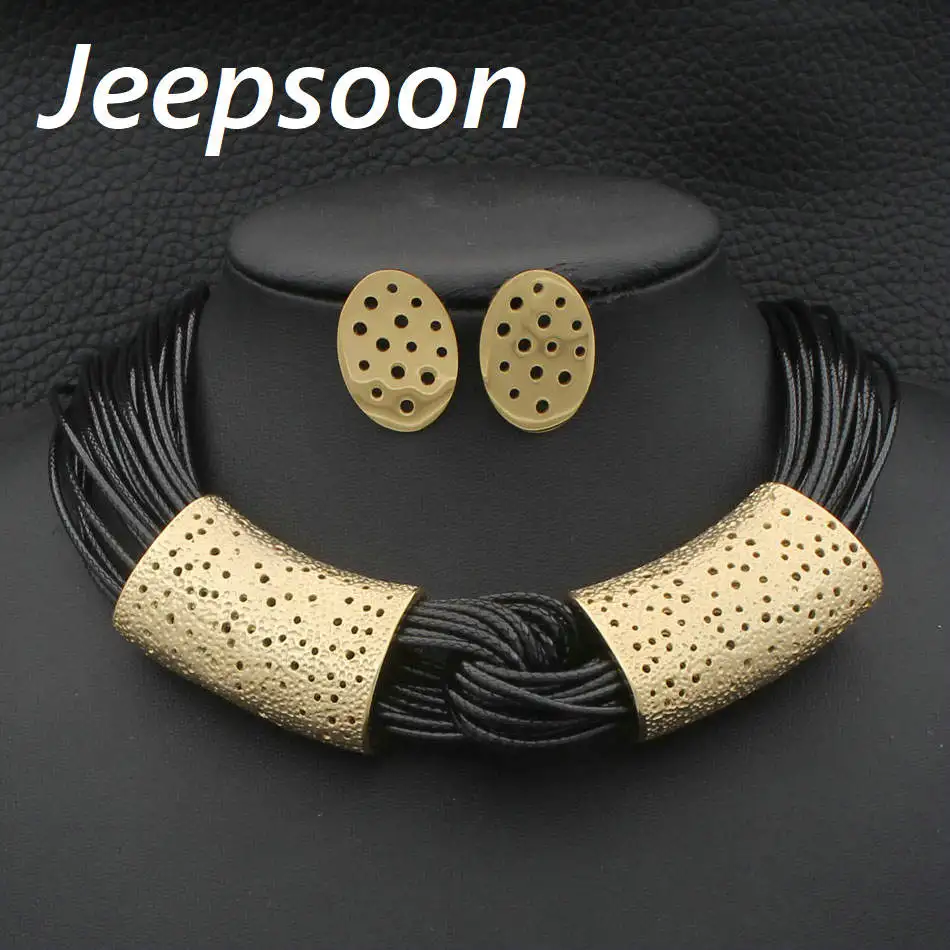 High Quality Fashion Jewelry Stainless Steel Chain Multistory rope necklaces and gold &amp earrings Set For Woman &ampgirls SEDHLCDA |