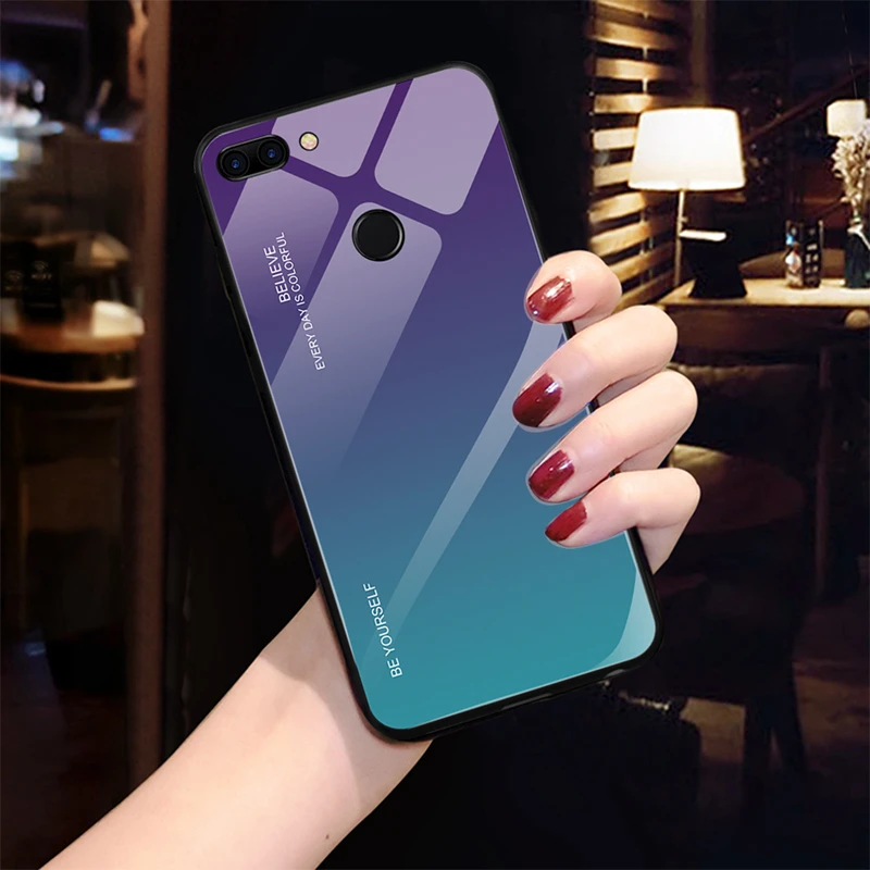 Умный чехол huawei P с градиентом, чехол из закаленного стекла для huawei P Smart PSmart,, FIG-LX1, FIG-LX2, FIG-LX3, 5,65 дюймов, защитный чехол