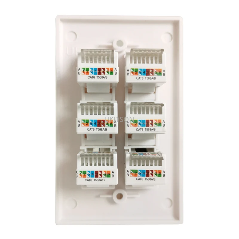 Extrusion Wire CAT6 6 портов RJ45 Ethernet Cat6 Keystone Женский к женскому настенная пластина в белом цвете для Северной Южной Америки сеть Лицевая панель - Цвет: Extrusion Wire CAT6