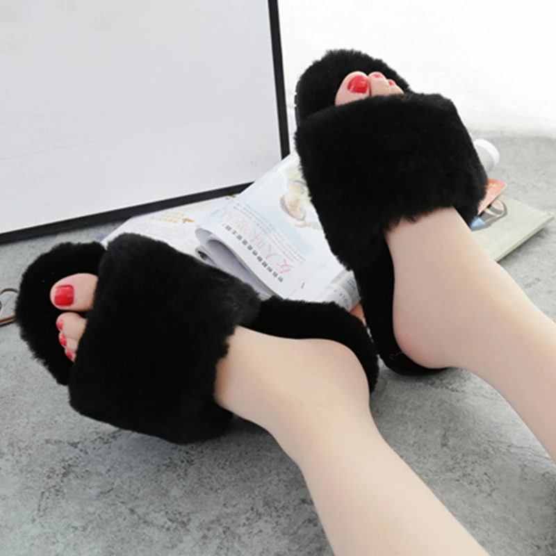 100% зимние теплые меховые тапочки из натуральной овечьей кожи женская домашняя