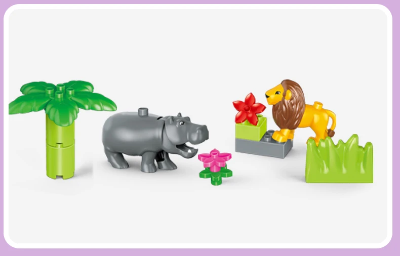 3 комплекта Конструкторы duplo наборы джунглей животных блоки Большой размер DIY enleten кирпичи совместимые Фигурки Игрушки для маленьких детей