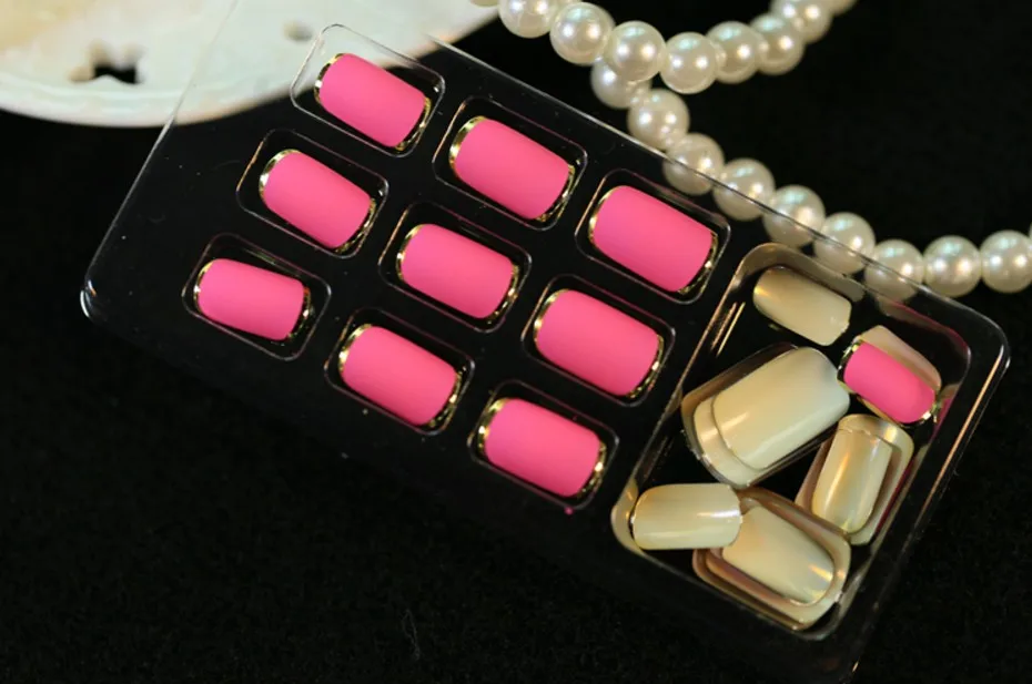 2017 милые накладные ногти на шпильках длинные французские дизайнерские с полным