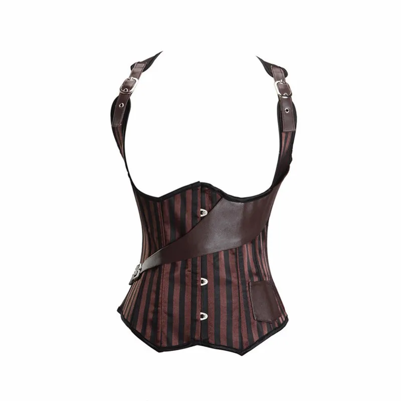 Корсет под грудь в стиле стимпанк со стальными косточками, корсет для тренировок, пиратский Бурлеск, костюмы, корсеты и бюстье высшего размера плюс