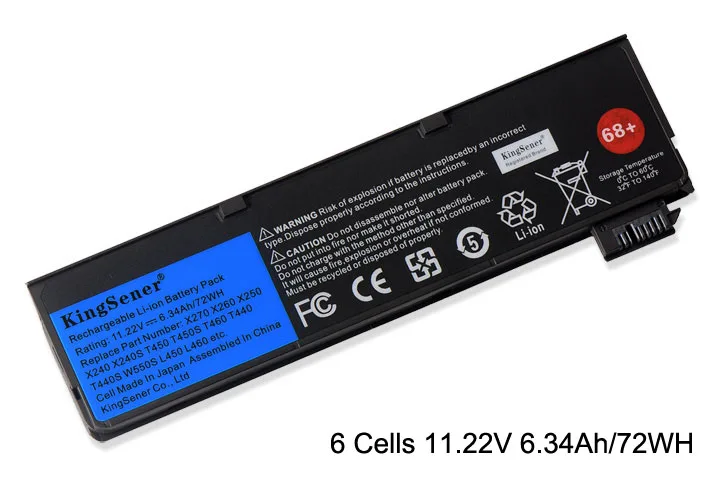 6Cells 6.34Ah 72WH KingSener Батарея для lenovo Thinkpad T560 X270 X260 X240 X240S X250 T450 T470P T450S T440 T440S K2450 W550S 45N1136 45N1134 - Цвет: 6Cells 6.34Ah 72WH