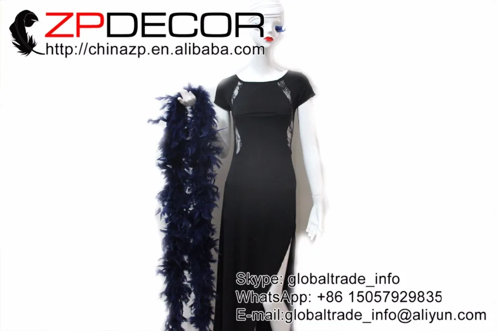 ZPDECOR перо 2 ярдов 80 г Хорошее качество пушистый и красивый темно синий Турция
