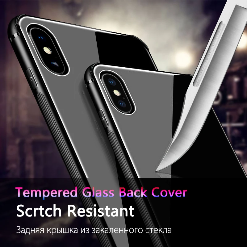 Закаленное стекло чехол для iPhone X 7 8 6 плюс 10 задняя крышка TPU Рамка Жесткий Чехол