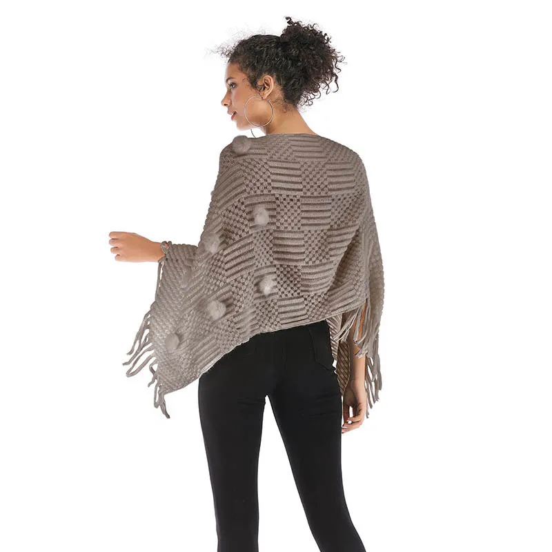 Autumn V-Neck Pullovers Casaco Feminino Loose White Spring Black Patchwork Tassel Sweater Women Red Casual Basic Cloak Jumper | Женская