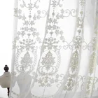 Кружевные шторы с вышивкой, роскошные бежевые шторы из фатина с цветочным узором, в европейском дворцовом дизайне, на окна