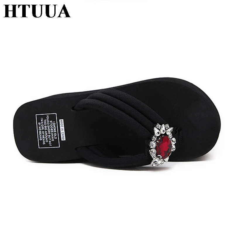 HTUUA/2019 г. Летние вьетнамки женские шлепанцы пляжная обувь на высокой платформе с