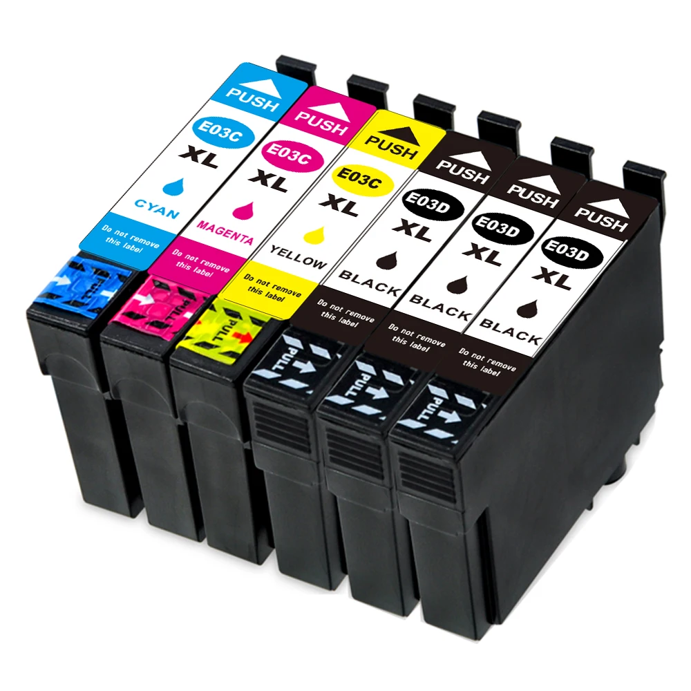 Совместимый картридж для EPSON T03D T03C совместимый с принтерами WorkForce WF 2861 (3B + 1C 1M 1Y) 6