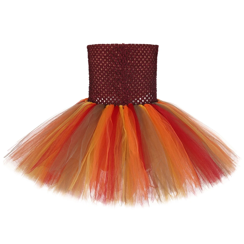 Fall Maple Leaf Girl Tutu Dress Children Strapless Strap Thanksgiving Birthday Party Clothing Beautiful Artistic Kids Clot | Детская