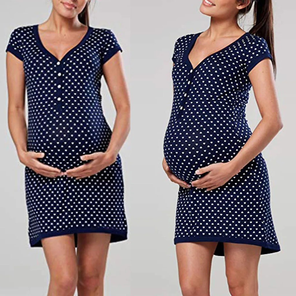 Polka Dot Short Sleeve Maternity Dresses Off Shoulder Pregnancy Ruffle Shoulderless Women Bodycon Dress Summer Pregnant | Мать и ребенок