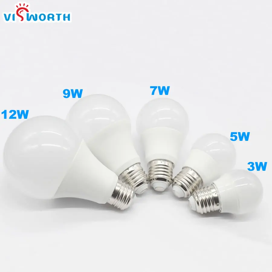 Светодиодные лампы высокой яркости E27 A60 светодиодные переменного тока 110 В 220 в 240