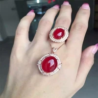 kjjeaxcmy boutique jewels 925 pure silver inlay natural ruby medulla ring pendant set inlay diamond vines alien