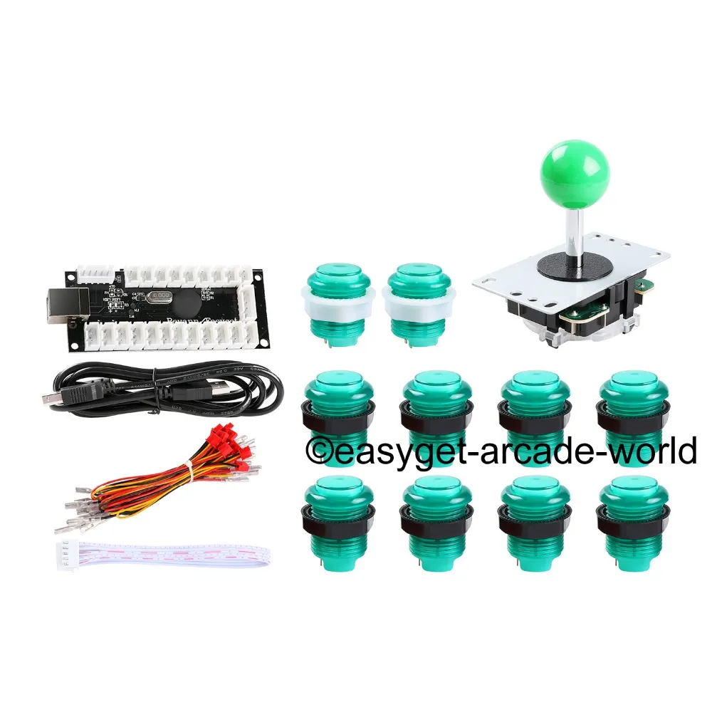 

Arcade DIY Kits Parts USB Controller Handle To PC Rocker + Joystick + 10 LED Lamp Push Buttons For Raspberry PI Retropie Project