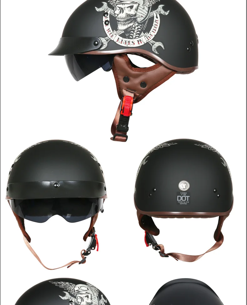 TORC T55 винтажный полушлем летний мото rcycle шлем Ретро скутер шлем Lucky 13 Cool Skull moto casco DOT утвержден capacete