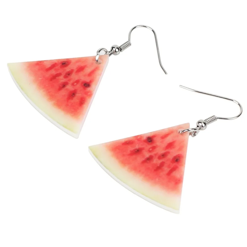 Акриловые серьги Bonsny в виде вкусного арбуза большие длинные висячие капли