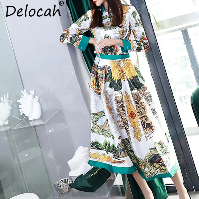 Delocah/осенний Женский комплект модный Дизайнерский Костюм простая рубашка с