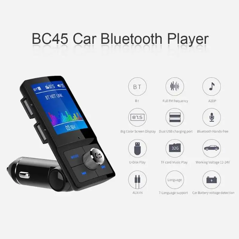 VODOOL BC45 беспроводной Bluetooth fm-передатчик автомобильный комплект ЖК-дисплей Hands-free аудио MP3 музыкальный плеер двойной USB Автомобильное зарядное устройство для телефона