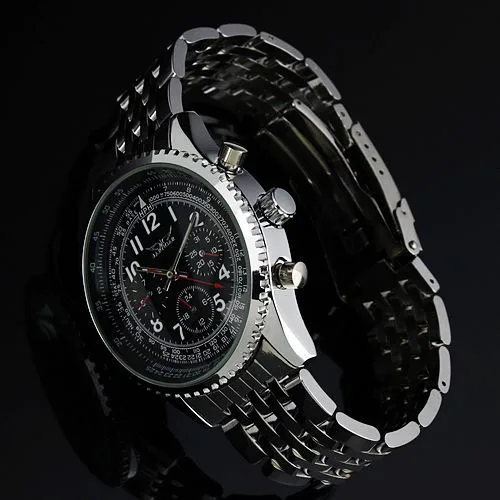 Classique Авиатор acier inoxydable complet De Luxe calendrier Дата Jour Affichage emballage Кадо Hommes Montre mecanique