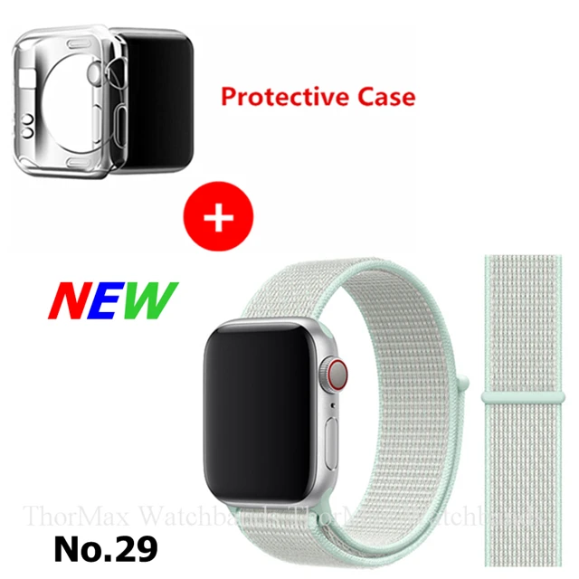 29-Teal Tint Ремешок для Apple Watch Series 4 3 2 1 38 мм 42 мм нейлоновый мягкий дышащий браслет сменный ремешок Спортивная петля для iwatch 4 40 мм 44 мм - Цвет ремешка: 29-Teal Tint