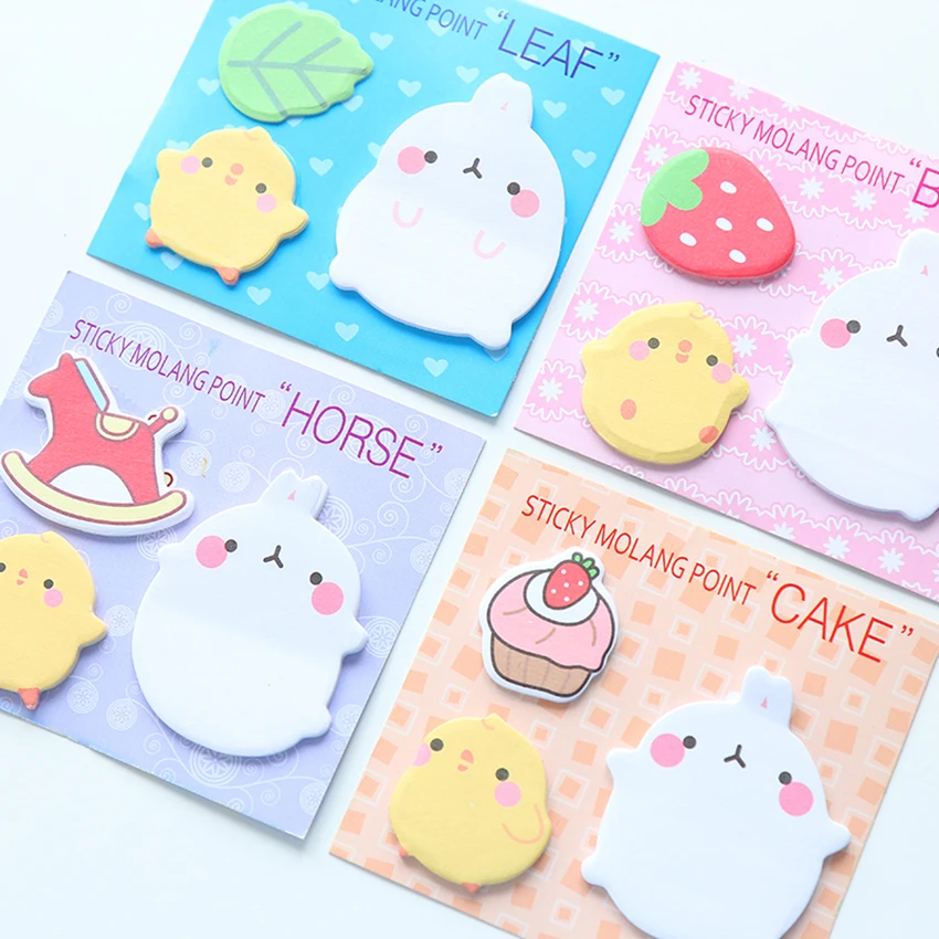 Kawaii Molang наклейка в форме кролика записные книжки блокноты самоклеящаяся Блокнот