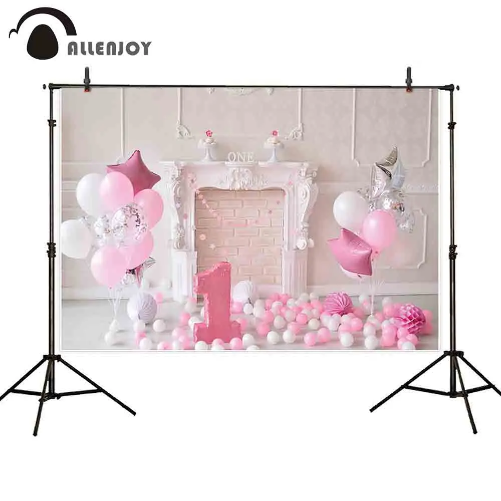 Allenjoy фон для фотостудии первого дня рождения украшения шары Белый Розовый