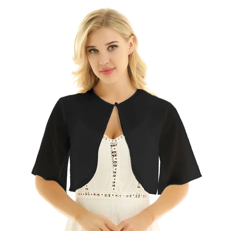 Женское шифоновое с рукавами до локтя многослойное открытой передней свободные