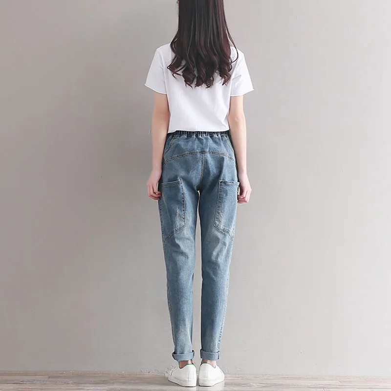 Женские джинсы THHONE женские шаровары с эластичным поясом Стрейчевые брюки