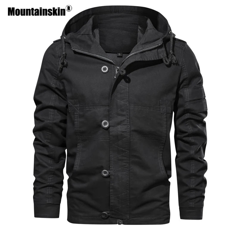 Мужская куртка с капюшоном Mountainskin повседневная приталенная в стиле милитари