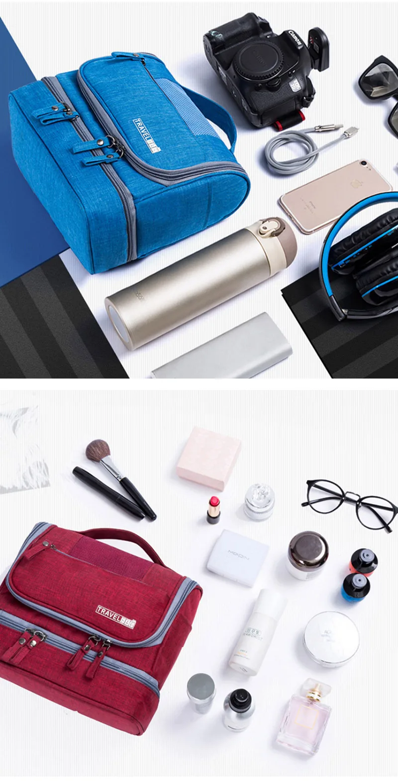 Aosbos портативная Водонепроницаемая дорожная косметичка, наборы туалетных принадлежностей, сумки для хранения для мужчин и женщин, органайзер, большая подвесная косметичка