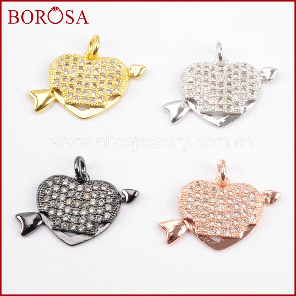 Подвеска BOROSA с микро кристаллом &quotстрелы пикающие сердца&quot ручная работа белый