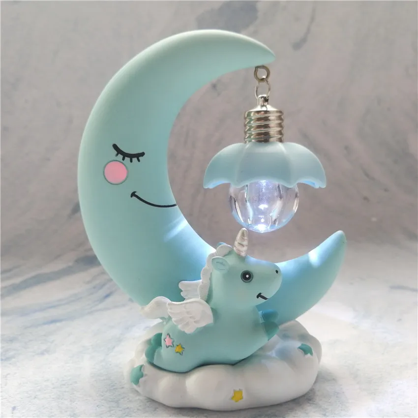 Ночник в виде единорога креативные фигурки из смолы для украшения дома спальни