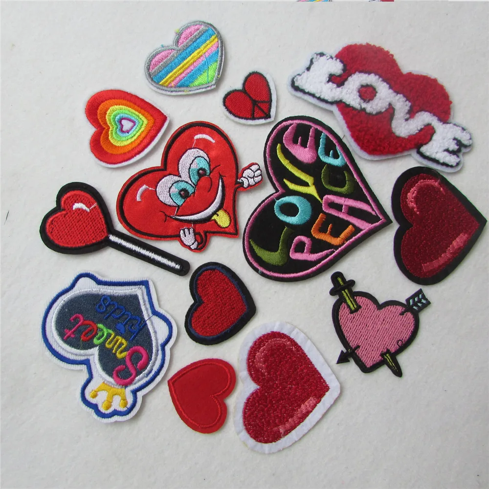 

hot sale 16 kind style red loveing patches stripes hot melt adhesive applique embroidery patch DIY clothing accessory C436-C2061