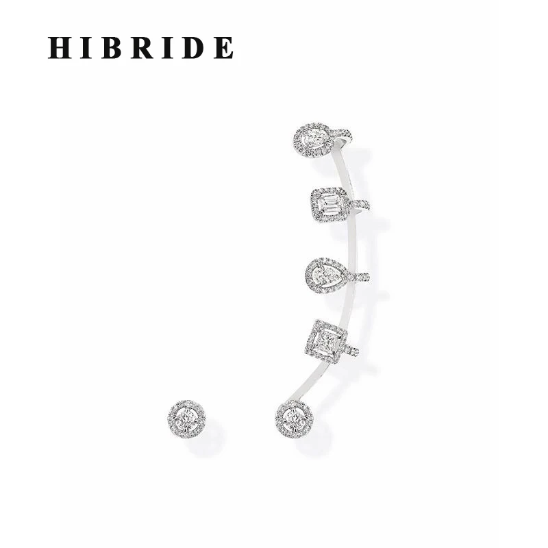 

HIBRIDE Brand New Style Round Square Cubic Zirconia Stud Earring For Women boucle d'oreille Wholesale Price E-757