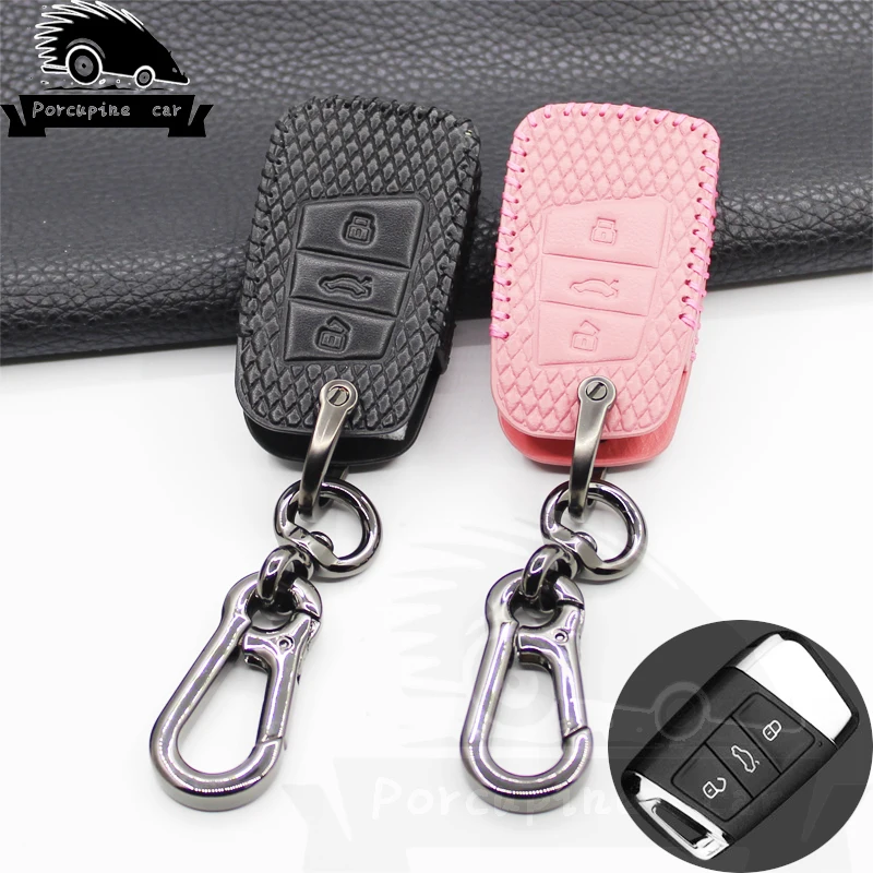 

Genuine Leather Case Cover Remote Key For Skoda Superb B8 A7 For Volkwagen Passat VW Golf Car Gte styling Accessorize